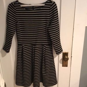 Black & white striped dress with 3/4 sleeves